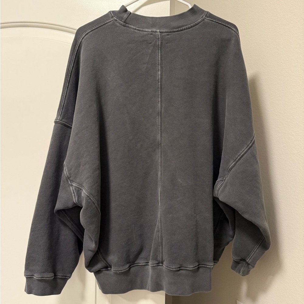 Joah Brown Oversized Pullover in Washed Black French Terry - Picture 5 of 7